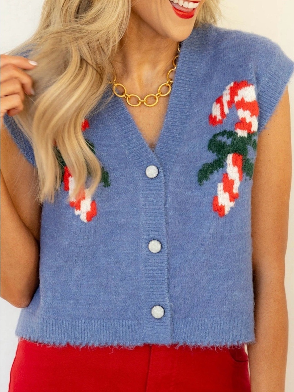 Free People Be Merry Blissful Blue Sweater Vest Size Large